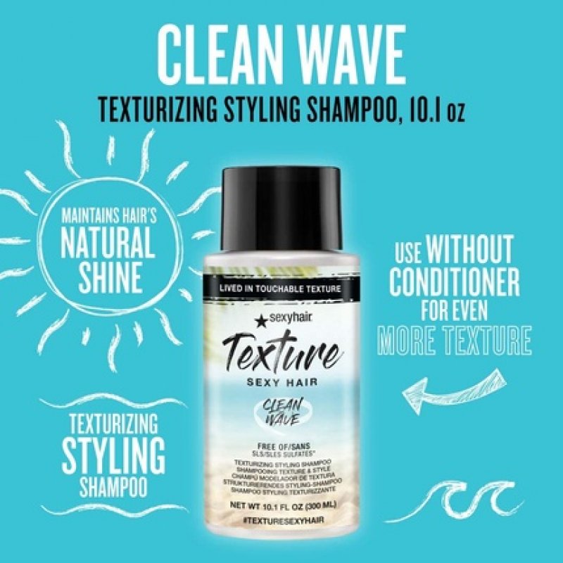 Texture Sexy Hair Clean Wave Texturizing Styling Shampoo 300ml 10.1oz