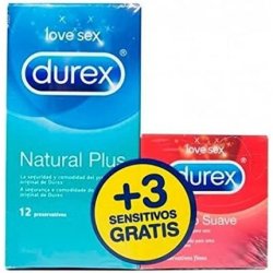 Prof Durex Natural Plus Pack 12 Units Sensation Pack 3 Units