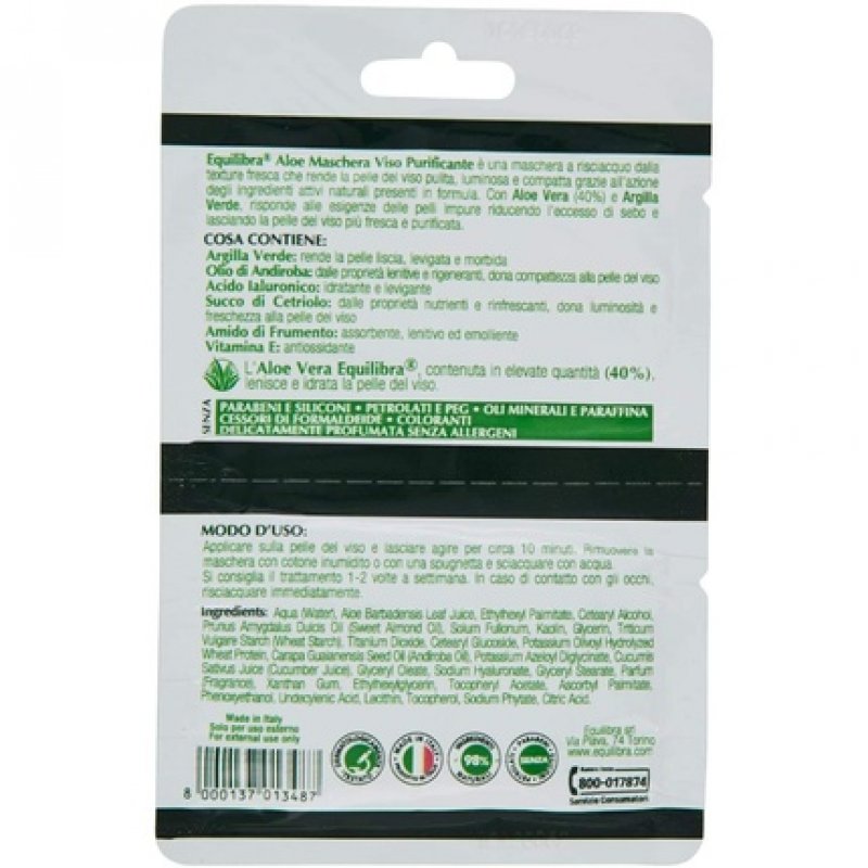 Equillibra Purifying Aloe Face Mask 7.5ml - Pack of 2