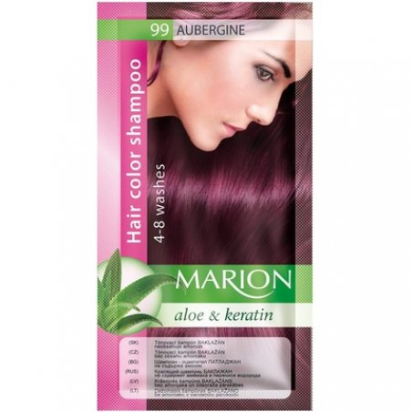 Marion Hair Dye Shampoo in Bag Semi-Permanent Color with Aloe and Keratin 99 - Eggplant