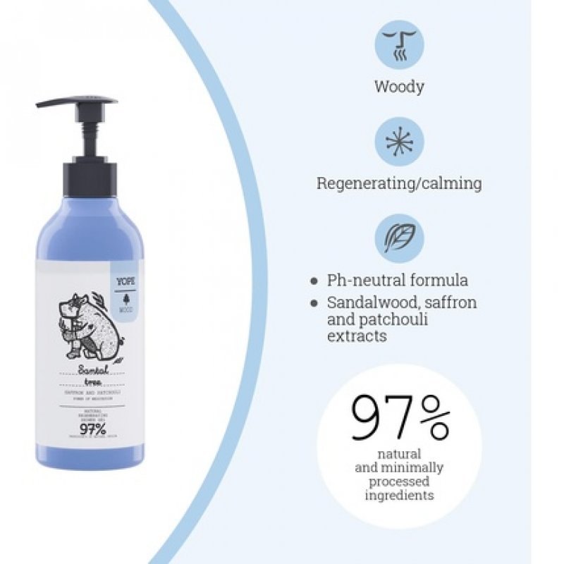 YOPE Natural Shower Gel with Saffron, Patchouli, and Cardamom Extracts 400ml Sandalwood