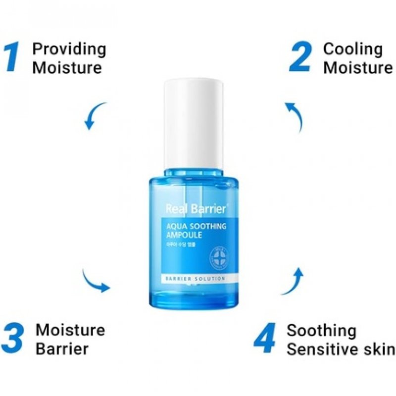 Real Barrier Aqua Soothing Ampoule 30ml Hyaluronic Acid Serum Redness Relief Face Serum for Sensitive Skin Face