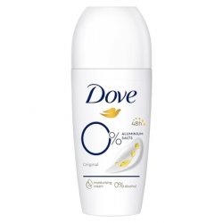 Dove Original Roll-On Deodorant 0% Aluminum Salts with 1/4 Moisturizing Cream and 48 Hour Protection 50ml