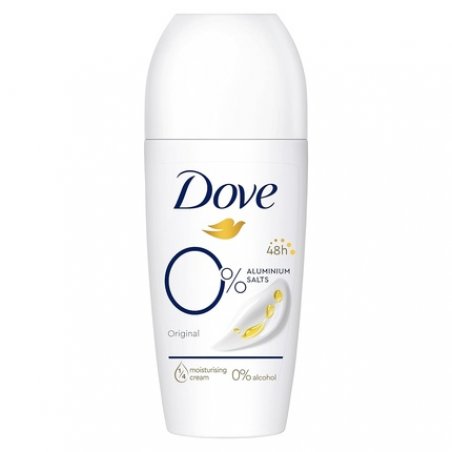 Dove Original Roll-On Deodorant 0% Aluminum Salts with 1/4 Moisturizing Cream and 48 Hour Protection 50ml