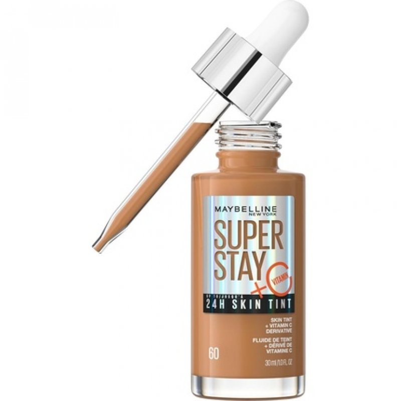 Maybelline Super Stay Skin Tint Foundation with Vitamin C Long-Lasting up to 24H Vegan Formula Shade 60 30ml