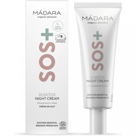 MÁDARA Organic Skincare SOS Sensitive Night Cream 70ml - Calming Moisture for Sensitive Redness-Prone Complexions
