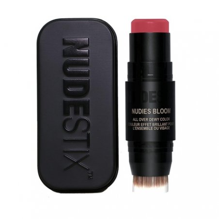 NudeStix Nudies Bloom Blush Stick with Blending Brush 3-in-1 Dewy Color for Cheeks Eyes Lips 0.25oz 7g Bohemian Rose