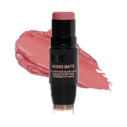 Nudestix Nudies Matte Cream Blush 3-in-1 All Over Face Colour for Cheeks Eyes and Lips with Blending Brush Cherie 1