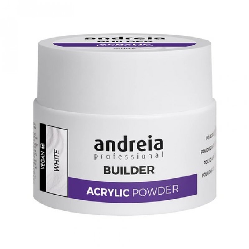 Andreia Professional White Acrylic Building Powder for Nail Extensions 35g Long-Lasting Self-Leveling