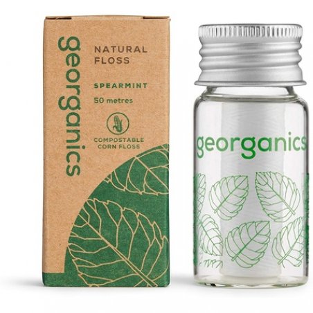 Georganics Dental Floss with Candelilla Wax 30 Meters Biodegradable and Natural - Green Mint