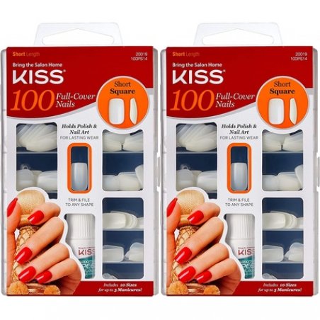 Kiss 100 Full Cover Short Square Nails Short Length