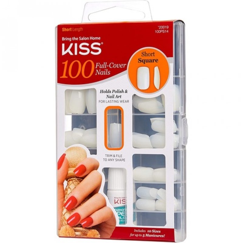 Kiss 100 Full Cover Short Square Nails Short Length