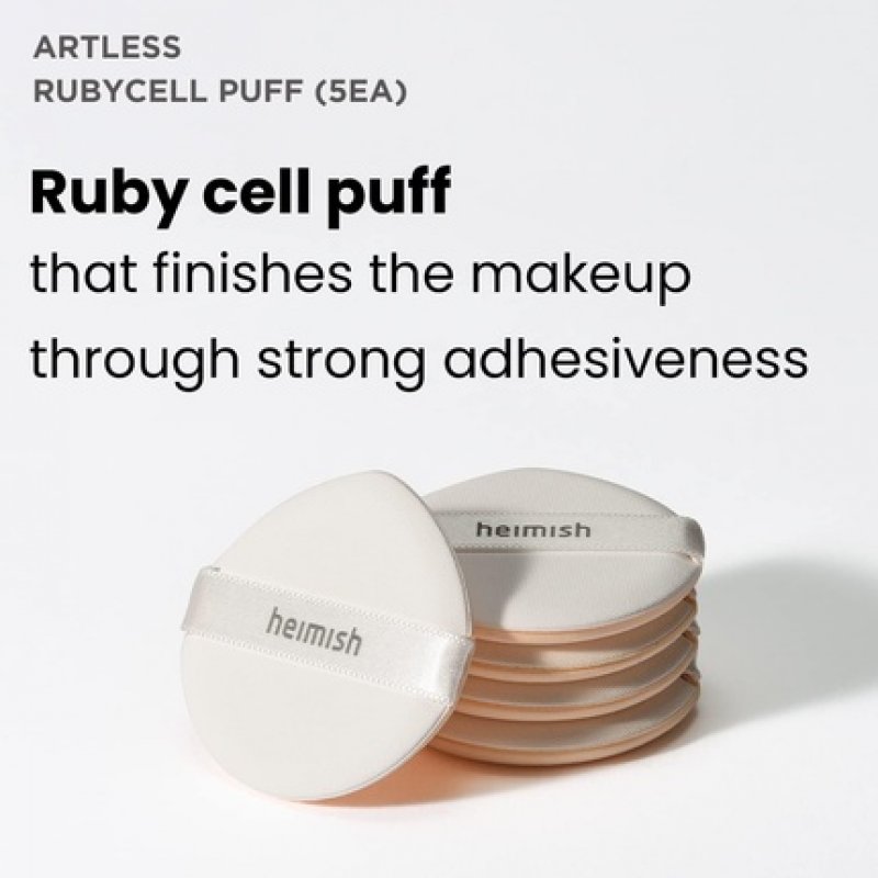 Heimish Artless Rubycell Puff 5 pcs Soft Cushion Puff Foundation Makeup Tool Angled Design Wet and Dry Use