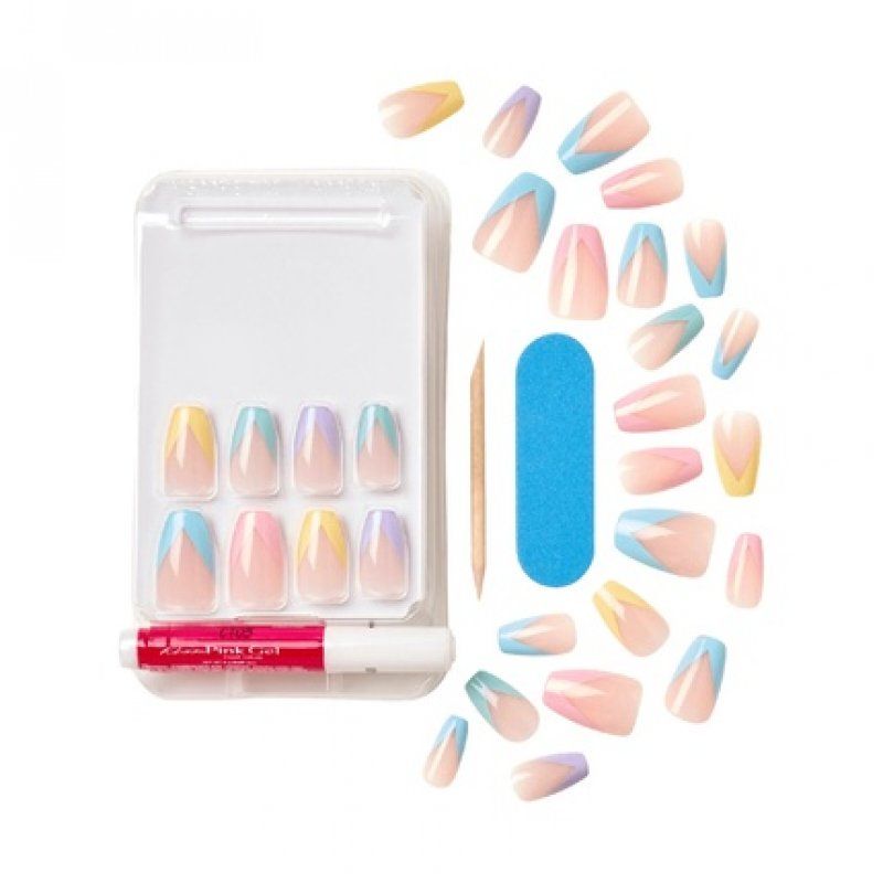 KISS Voguish Fantasy Medium Glue-On Nails Disco Ball Multi Colored 28 Piece Set