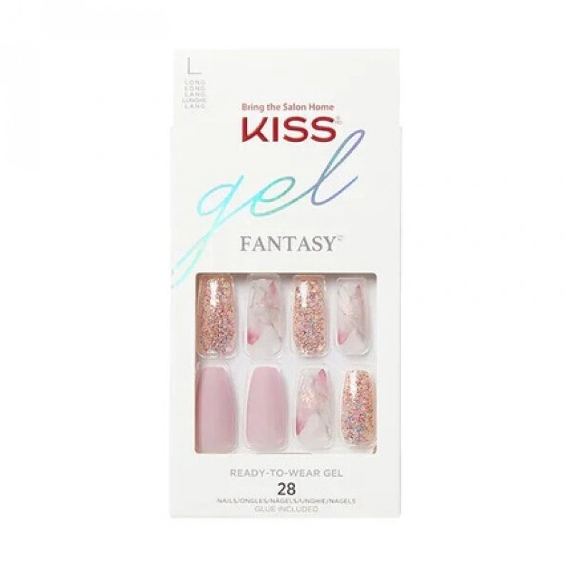 KISS Gel Fantasy 28 Set Long Ready to Wear Nails Dreams - Glue-On Nails
