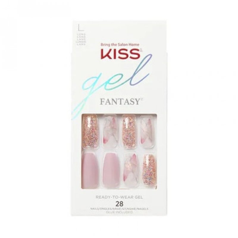 KISS Gel Fantasy 28 Set Long Ready to Wear Nails Dreams - Glue-On Nails