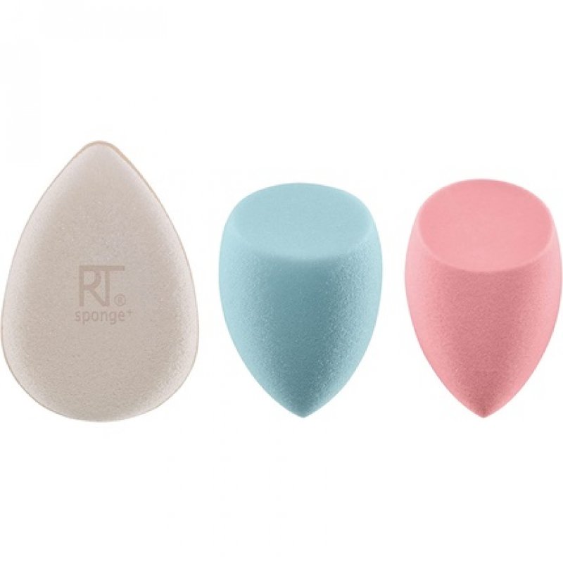 REAL TECHNIQUES Sponge Beauty Makeup Blenders for Facial Cleanser, Foundation and Setting Powder Probiotic Infused