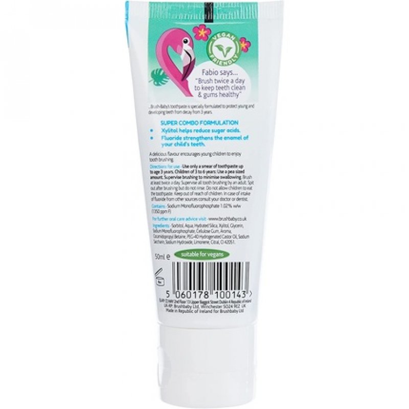 Brush-Baby Tutti Frutti Toothpaste for Kids Stage 3 3 Years Fruity Flavour with Xylitol and Fluoride
