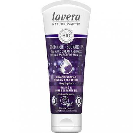 Lavera Good Night 2in1 Hand Cream and Mask Natural Cosmetics Vegan Certified Organic Grape & Organic Shea Butter 75ml