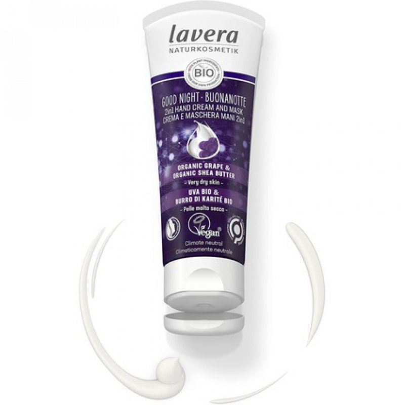 Lavera Good Night 2in1 Hand Cream and Mask Natural Cosmetics Vegan Certified Organic Grape & Organic Shea Butter 75ml