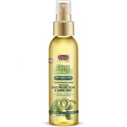 African Pride Olive Miracle Weightless Heat Protection and Hair Shine Mist with Olive and Tea Tree Oils 4oz