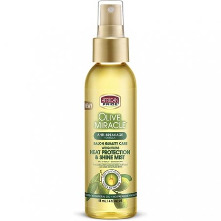 African Pride Olive Miracle Weightless Heat Protection and Hair Shine Mist with Olive and Tea Tree Oils 4oz