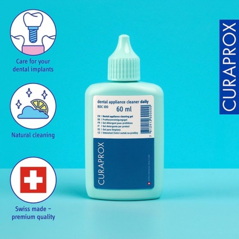 Curaprox BDC 100 Daily Dental Appliance Cleaner 60ml - Aligner, Retainer & Denture Cleaner Liquid