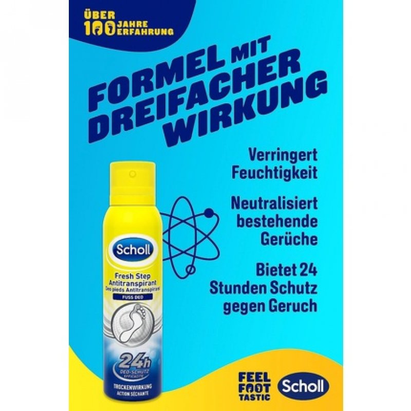 Scholl Fresh Step Shoe Spray Mild Foot Deodorant with Long-Lasting Effect Against Unpleasant Odors 150ml