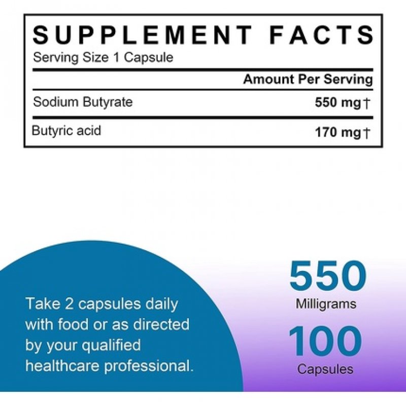 Sodium Butyrate 550mg (Butyric Acid 170mg)