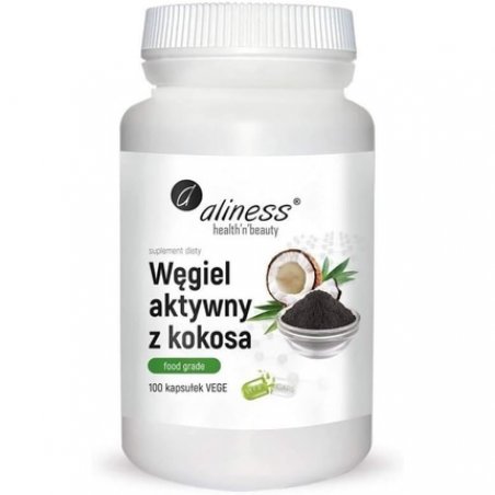 Food Grade Coconut Activated Charcoal 300mg 100 Capsules Aliness
