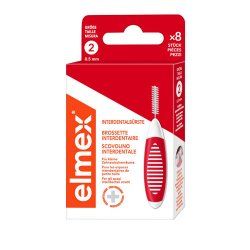Elmex Interdental Brush Red Size 2 0.50mm Pack of 8 Brushes for Cleaning Small Spaces Red/White 8 count