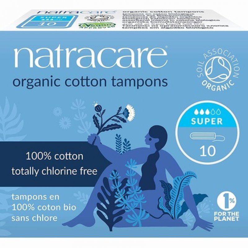Natracare Organic Cotton Non-Applicator Super Tampons 10 Pack