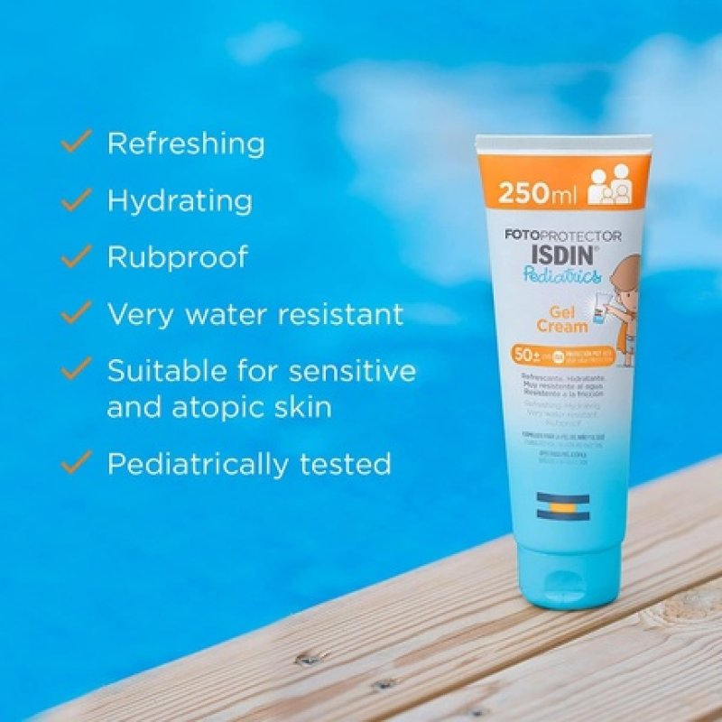 ISDIN Pediatrics Gel Cream SPF 50 250ml Cooling and Hydrating Sun Cream