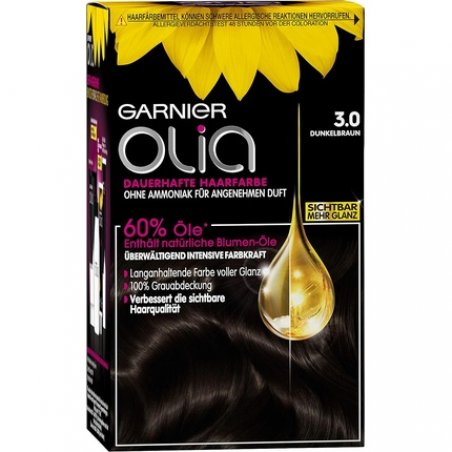 Garnier Olia Hair Colouration Dark Brown 3.0 60% Flower Oils Intense Colour Strength