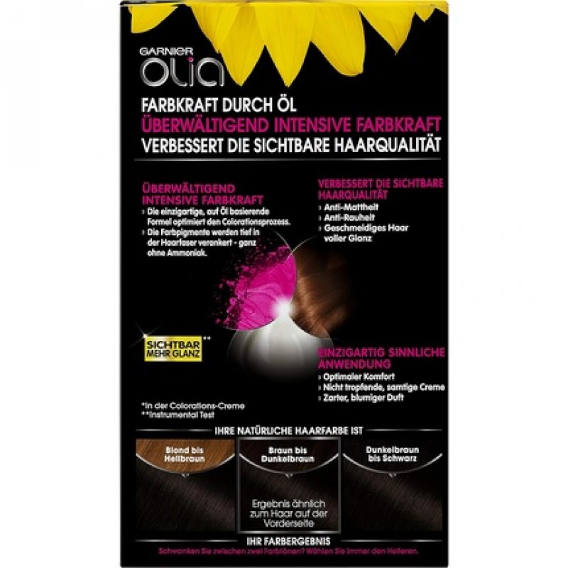 Garnier Olia Hair Colouration Dark Brown 3.0 60% Flower Oils Intense Colour Strength