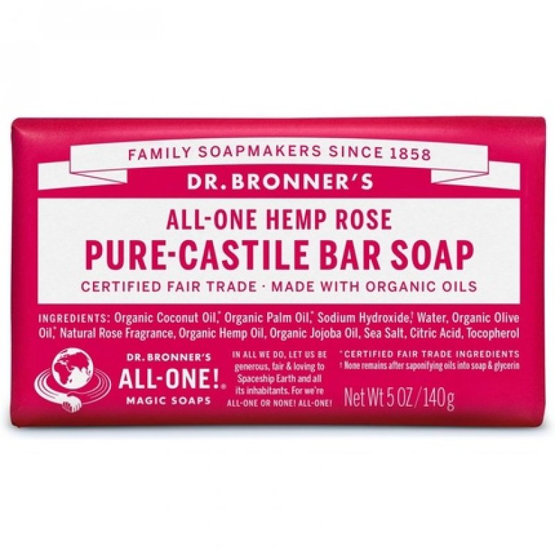 Dr Bronner's 3-in-1 Rose Pure Castile Bar Soap 140g