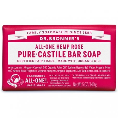 Dr Bronner's 3-in-1 Rose Pure Castile Bar Soap 140g
