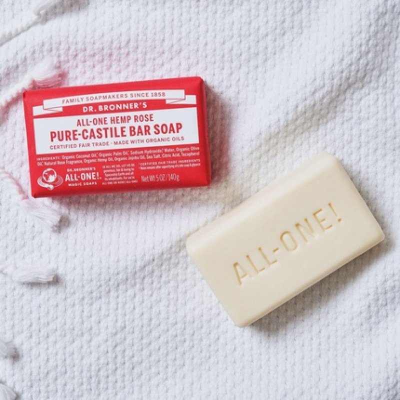 Dr Bronner's 3-in-1 Rose Pure Castile Bar Soap 140g