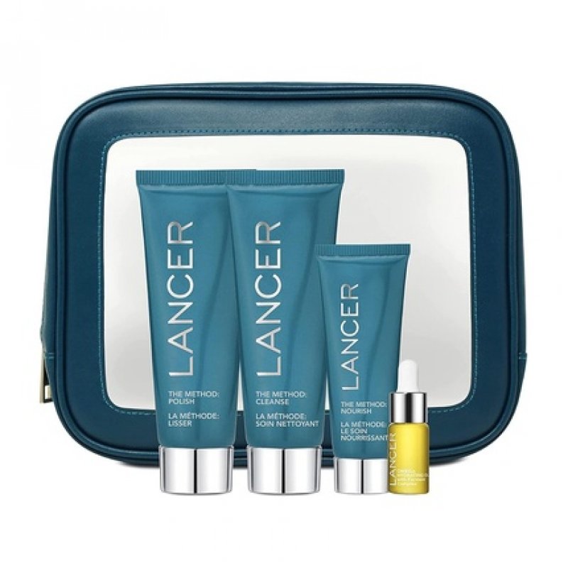Lancer Skincare The Method Intro Kit 3-Step Anti-Aging Facial Exfoliator Cleanser and Moisturizer for Glowing Skin