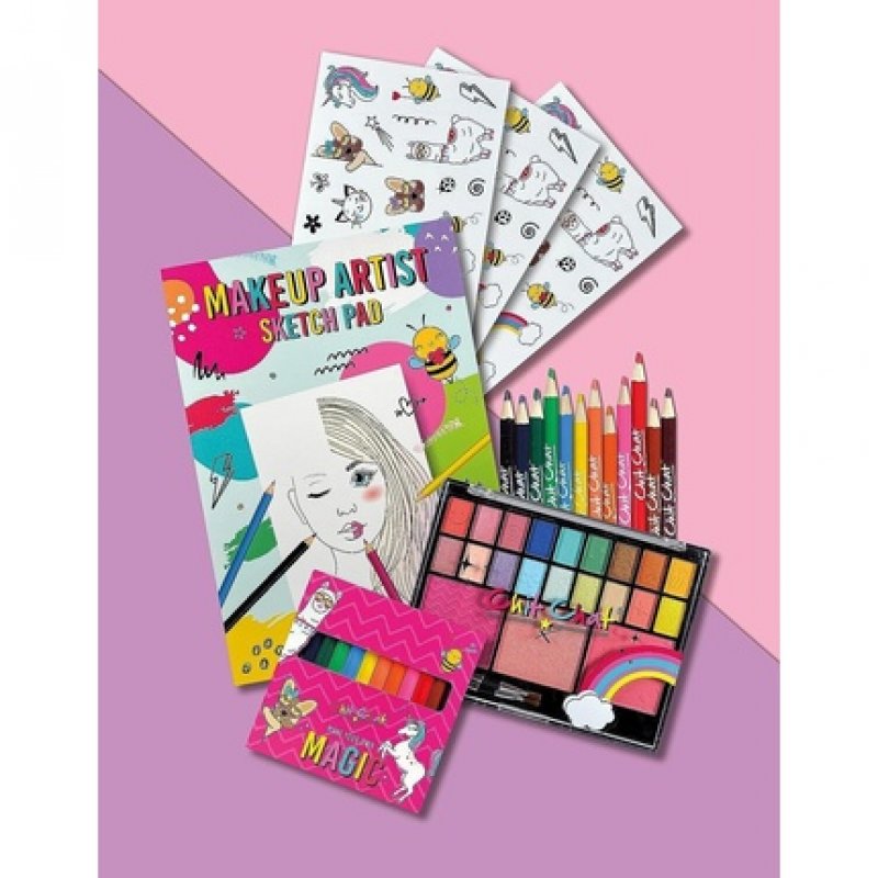 Chit Chat Girls Makeup Artist Designer Eyeshadow Palette and Sketching Gift Set