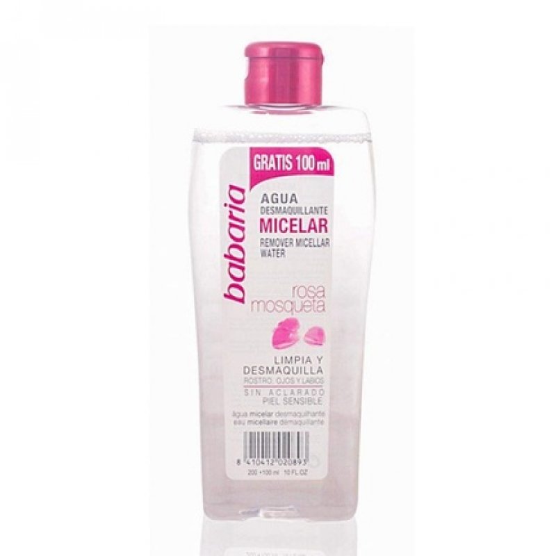 Babaria Cleanses and Smooths Water Micellar Make-up Remover Rosehip for Face, Eyes & Lips - Sensitive Skin - 100% Vegan