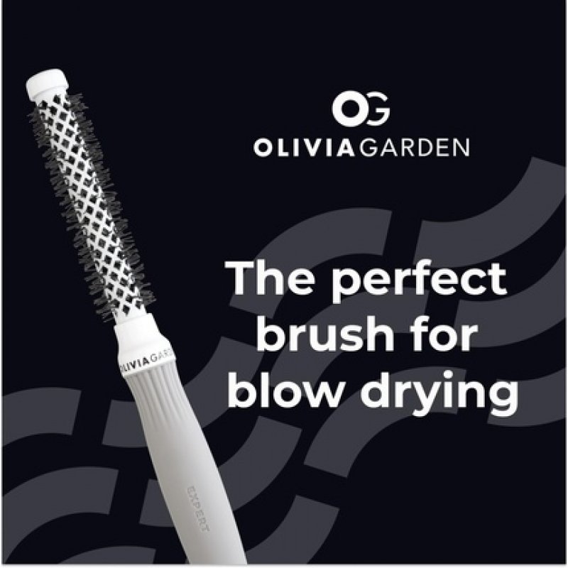 Olivia Garden Expert Blowout Shine Hairbrush White and Grey 20mm