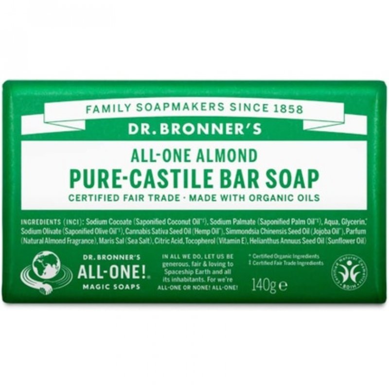 Dr Bronner's Almond Pure Castile Bar Soap 140g