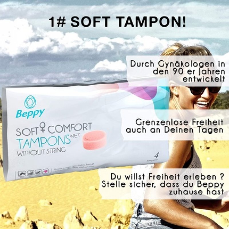 Beppy Soft Comfort Tampons with Lubricant Lamination - Pack of 4