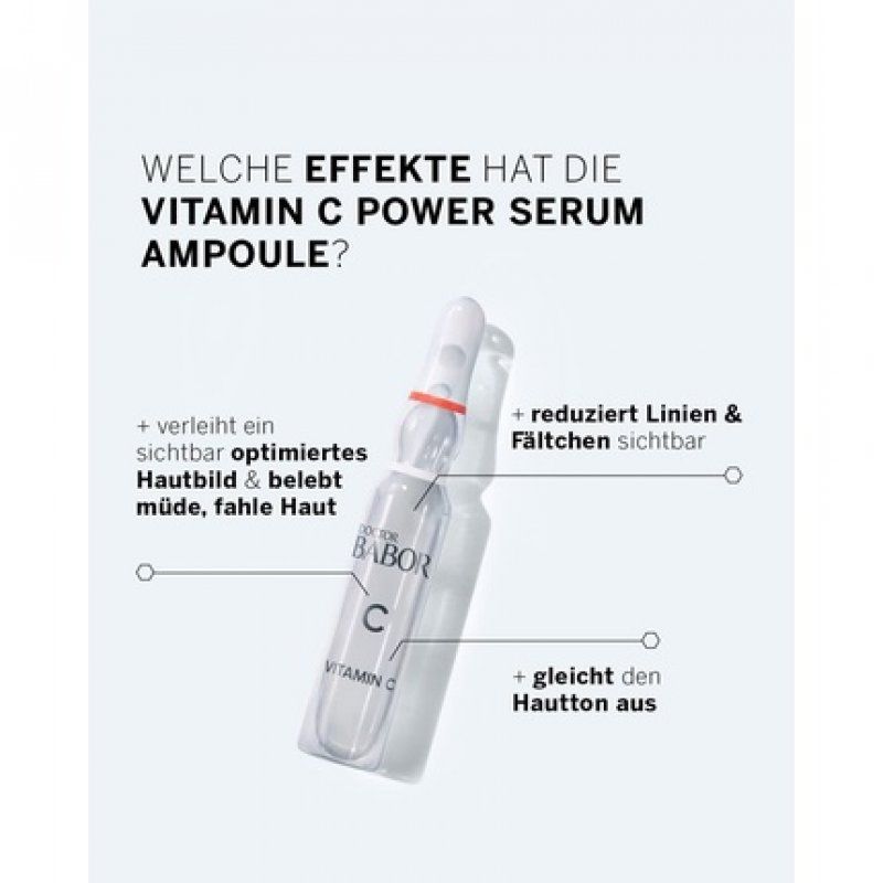 DOCTOR BABOR Power Serum Vitamin C Face Ampoules with Hyaluronic Acid for Radiant Skin - 7 x 2ml