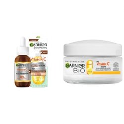 Garnier Night Serum with Vitamin C for Dark Spots and Tired Skin & Day Cream with Vitamin C for Radiant Skin