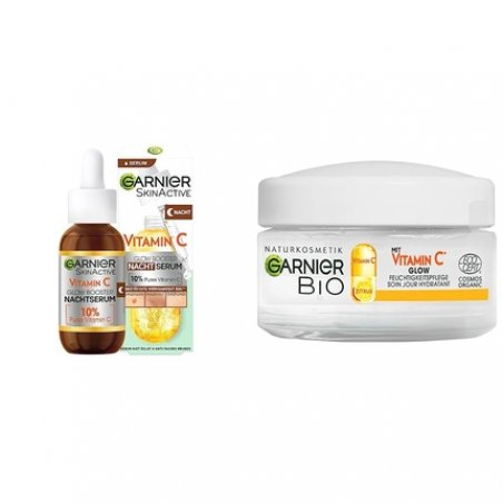 Garnier Night Serum with Vitamin C for Dark Spots and Tired Skin & Day Cream with Vitamin C for Radiant Skin