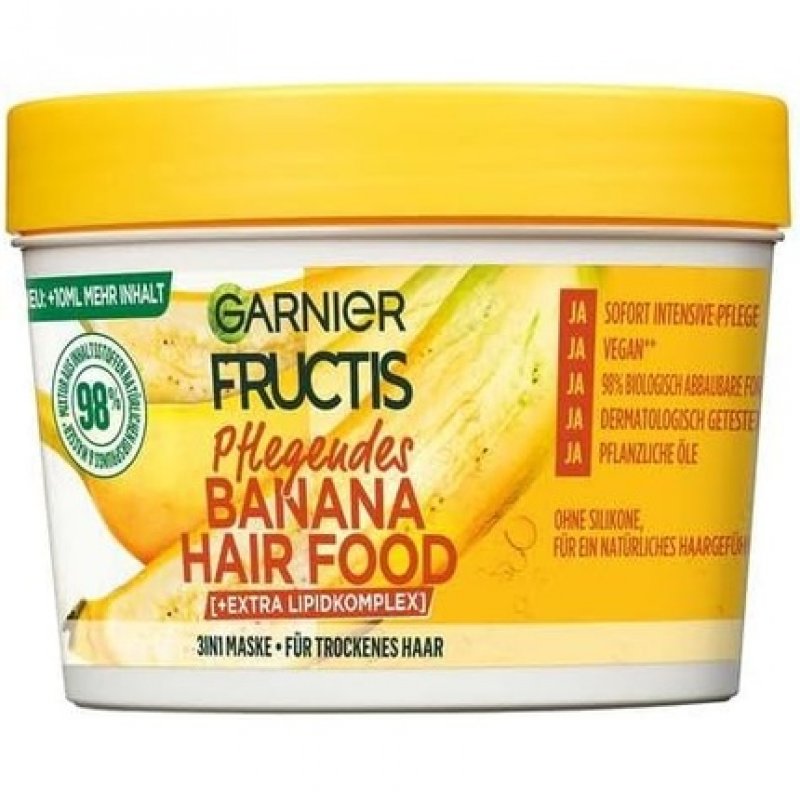 Garnier Fructis Nourishing Banana Hair Food 3-in-1 Mask for Dry Hair with Extra Lipid Complex Vegan Formula 400ml