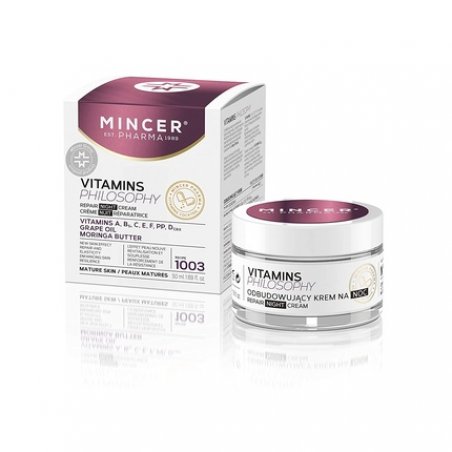 Mincer Pharma Vitamins Philosophy Night Repair Face Cream for Mature Skin with Grape Oil and Vitamins A, B, C, E, F,