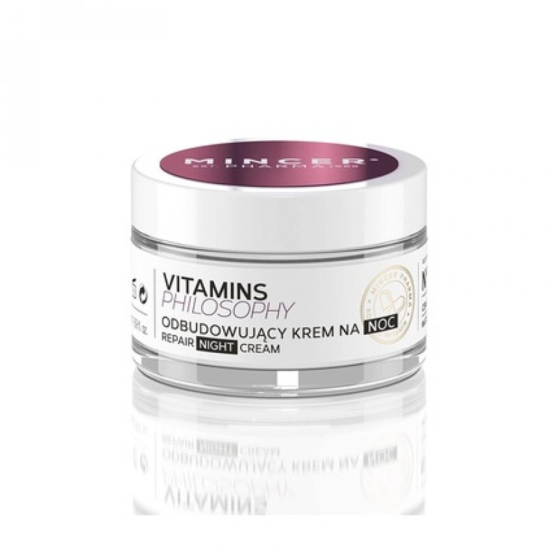 Mincer Pharma Vitamins Philosophy Night Repair Face Cream for Mature Skin with Grape Oil and Vitamins A, B, C, E, F,